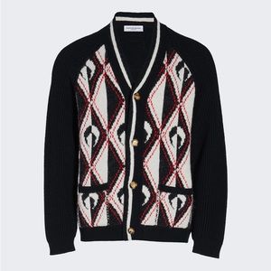 MARINE SERRE Intarsia-knit V-neck Cardigan